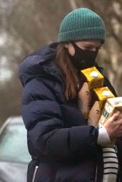 Rose Leslie Stocks Up On Organic Oat Milk in London 01/04/2021