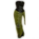 Schiaparelli Custom Green Gladiator Inspired Ensemble with a Dark Green Bustier Corset Top and a Velvet Skirt