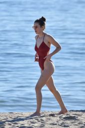 Scout Willis in a Red Swimsuit at the Beach in Malibu 01/16/2021