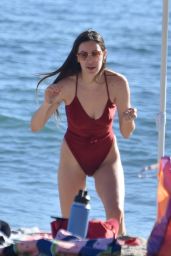 Scout Willis in a Red Swimsuit at the Beach in Malibu 01/16/2021