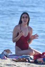 Scout Willis in a Red Swimsuit at the Beach in Malibu 01/16/2021