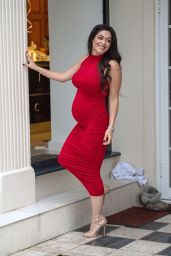 Casey Batchelor in a Red Dress - Photoshoot in London 02/16/2021