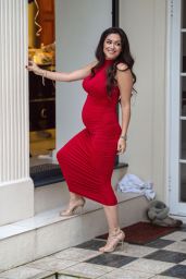 Casey Batchelor in a Red Dress - Photoshoot in London 02/16/2021