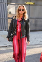 Emily Atack in Striped Trouser Suit - London 02/27/2021