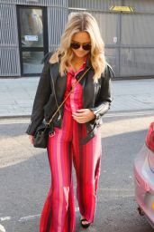 Emily Atack in Striped Trouser Suit - London 02/27/2021