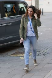 Kelly Brook in a Khaki Jacket and Denim Jeans - London 02/26/2021