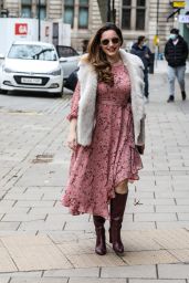 Kelly Brook in a Pink Dress and Leather Boots - London 02/25/2021