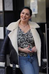 Kelly Brook in Denim and Floral Blouse - London 02/23/2021