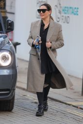 Kelly Brook Looking Chic in a Black Dress and Grey Coat 02/18/2021