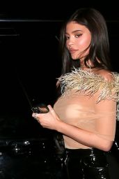 Kylie Jenner in a PVC Pants and a Sheer Top 02/24/2021