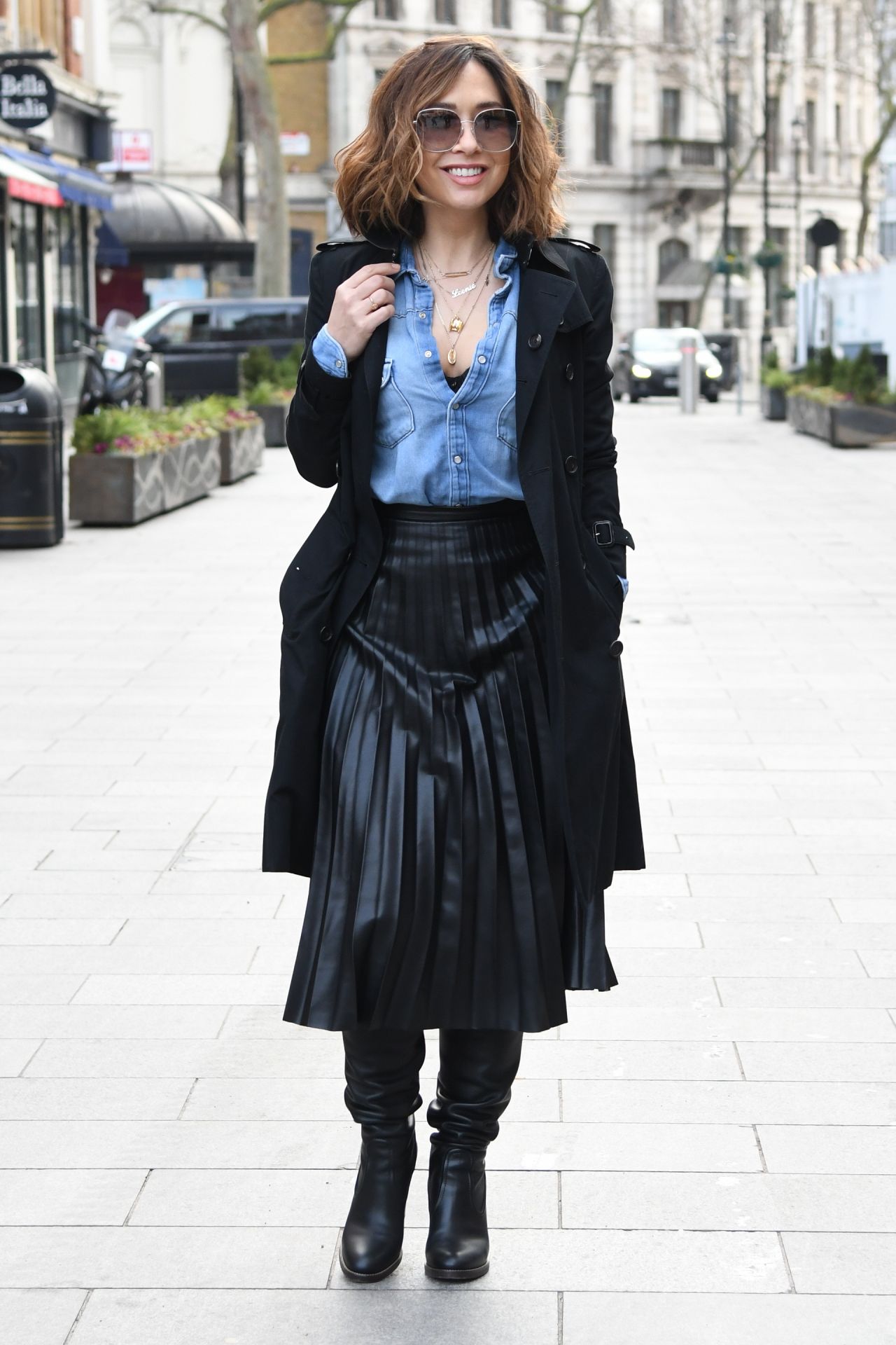 Myleene Klass in a Black Dress and Trench Coat 02/04/2021 • CelebMafia