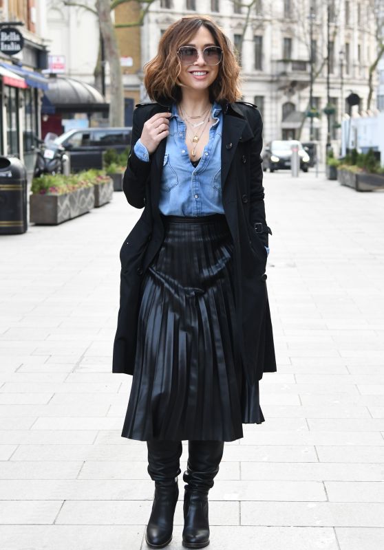 Myleene Klass in a Black Dress and Trench Coat 02/04/2021