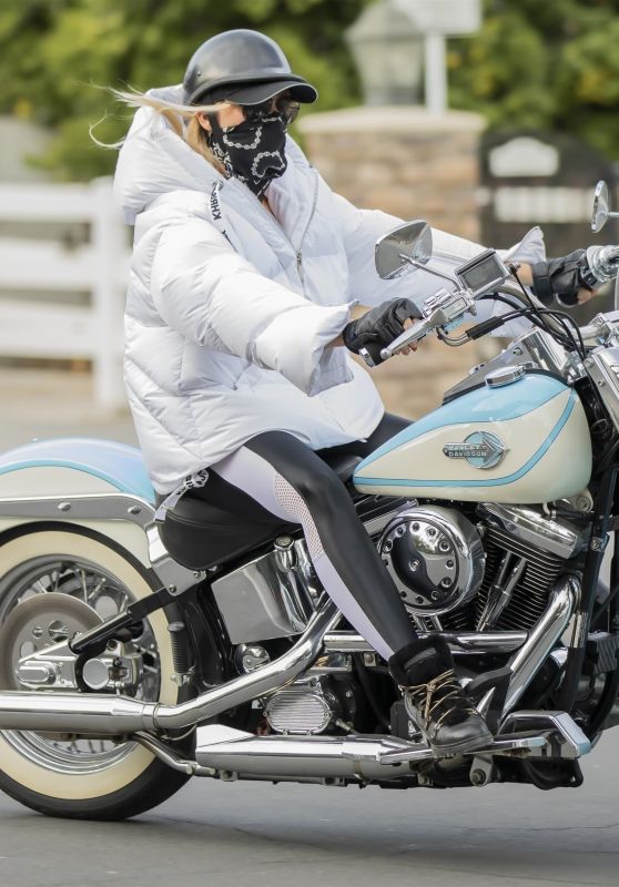 Nicollette Sheridan - Driving a Harley Davidson Around Calabasas 02/16/2021