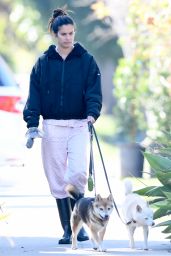 Sara Sampaio Make up Free in Casual Outfit - Walking Her Dogs in LA 02/18/2021