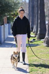 Sara Sampaio Make up Free in Casual Outfit - Walking Her Dogs in LA 02/18/2021