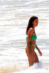 Tina Kunakey in a Green Bikini - Beach in Rio de Janeiro 02/18/2021