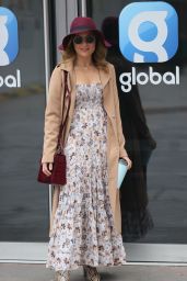 Zoe Hardman Looks Chic in summer Dress a Print Boots and Burgundy Hat