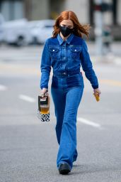 Zoey Deutch in Denim Outfit - Los Angeles 02/09/2021