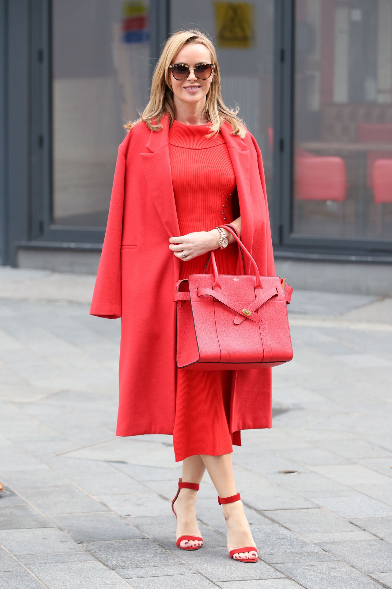 Amanda Holden in Red Top and Skirt - London 03/01/2021 • CelebMafia