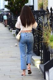 Amy Jackson in White Blouse Top and Jeans - Chelsea 03/30/2021