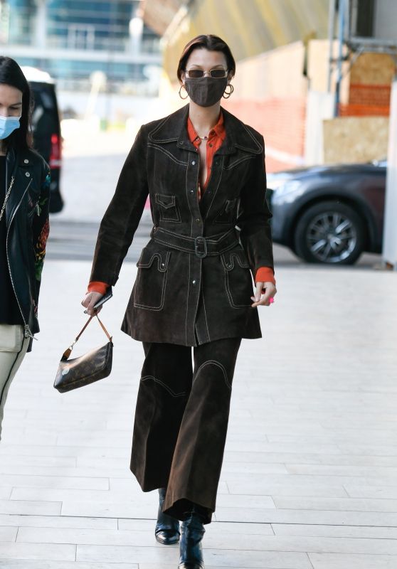 Bella Hadid – Leaving a Versace Fitting in Milan 02/28/2021