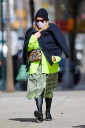 Busy Philipps in a Neon Green Cardigan With Matching Skirt - New York 03/04/2021