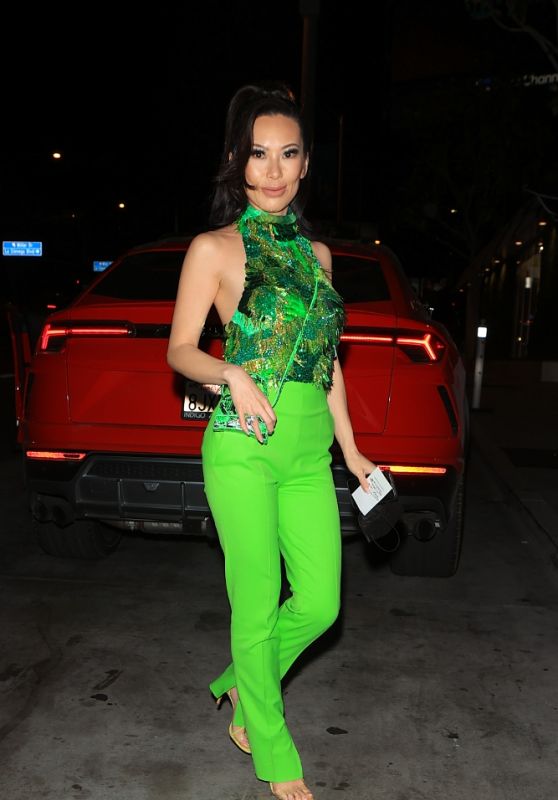 Christine Chiu in a Green Outfit at Tesse in West Hollywood 03/28/2021