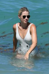 Claire Holt in a Swimsuit on the Beach in Miami 03/27/2021