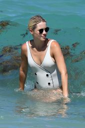 Claire Holt in a Swimsuit on the Beach in Miami 03/27/2021
