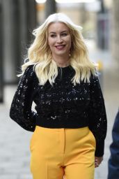 Denise Van Outen in Bright Mustard Yellow Pants and a Black Jumper - Leeds 03/15/2021