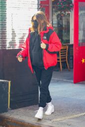 Emily Ratajkowski in a Red North Face Jacket - New York 03/04/2021