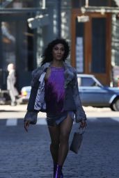 Indya Moore, Hailie Sahar, Mj Rodriguez and Dominique Jackson - "Pose" Filming Set in NY 03/15/2021