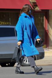Irina Shayk in a Long Blue Max Mara Teddy Bear Coat 03/03/2021