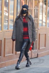 Irina Shayk in Knee-High Leather Boots - New York 03/10/2021