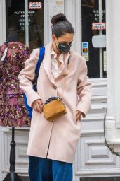 Katie Holmes in a Dust Pink Coat - Shops at Ritual Vintage in NYC 03/06/2021