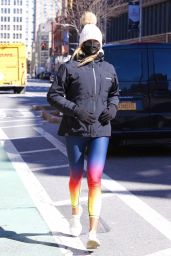 Kelly Bensimon in Colorful Spandex - Jog around Manhattan’s Downtown Area 03/02/2021