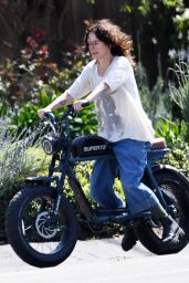 Lena Headey - Rides Her Electric Motorbike 03/16/2021