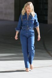 Mollie King in a Denim Jumpsuit at BBC Studios in London 03/27/2021