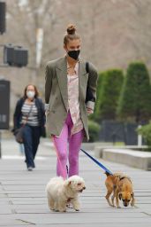 Nina Agdal - Walking Her Dogs in NYC 03/26/2021