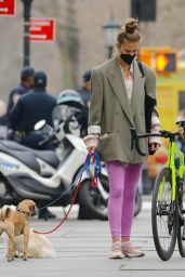 Nina Agdal - Walking Her Dogs in NYC 03/26/2021