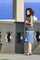 Rose Byrne in a Retro Denim Outfit - "Physical" Set in LA 03/09/2021