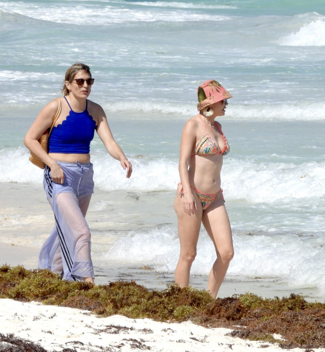 Rose McGowan in a Multi-Coloured Bikini - Beach in Tulum 03/23/2021.
