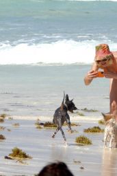 Rose McGowan in a Multi-Coloured Bikini - Beach in Tulum 03/23/2021