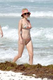 Rose McGowan in a Multi-Coloured Bikini - Beach in Tulum 03/23/2021