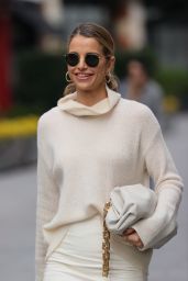 Vogue Williams in High Split Cream Skirt and Roll Neck Knitted Jumper 03/21/2021