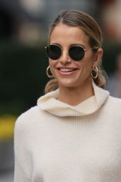 Vogue Williams in High Split Cream Skirt and Roll Neck Knitted Jumper 03/21/2021