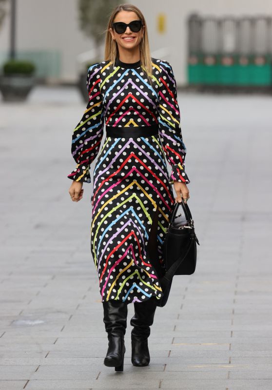 Vogue Williams in Polka Dot Striped Dress - London 03/14/2021
