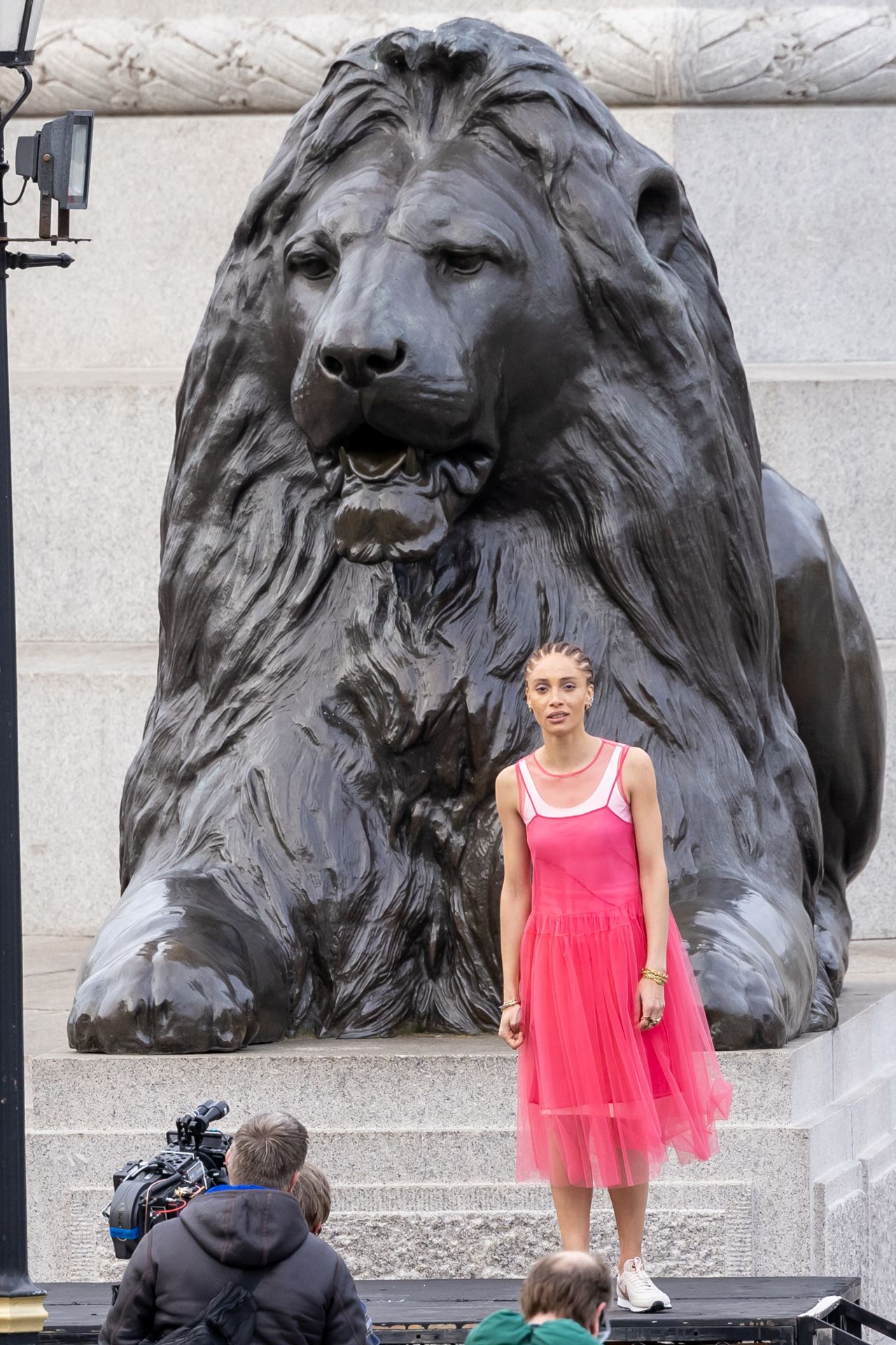 Adwoa Aboah - Shoots a Commercial in Trafalgar Square in London 04/08