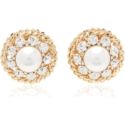 Alessandra Rich Glass Crystal and Pearl Stud Earrings