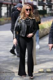 Amanda Holden in Leather Jacket and Dior Saddlebag 04/30/2021